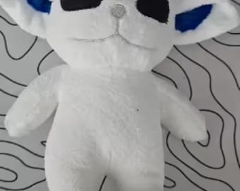 White Plush Toy with Blue Ears – Soft Stuffed Animal Cuddle Buddy 20Cm
