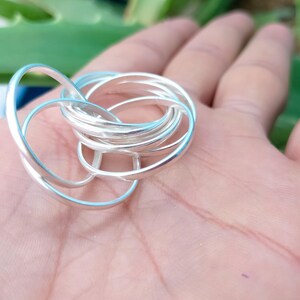 Sterling Silver Interlocking Circle Ring – Minimalist Boho Stackable Jewelry