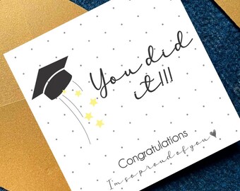 Tarjeta de graduación imprimible, Tarjeta de celebración de graduación "¡Lo lograste!", Regalo de graduación "¡Estoy muy orgulloso de ti!", Tarjeta cuadrada minimalista de descarga digital