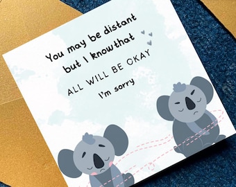 Tarjeta de disculpa para tu pareja, regalo de reconciliación, tarjeta de perdón, tarjeta de disculpa con un lindo koala, apoyo para relaciones a distancia, pensando en ti