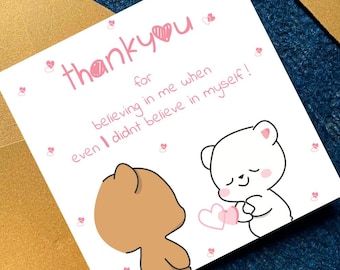 Thank You For Believing In Me Card,Cute Bear Appreciation Gift,Mentor Support Greeting Card,Emotional Gratitude Digital Download Square Card