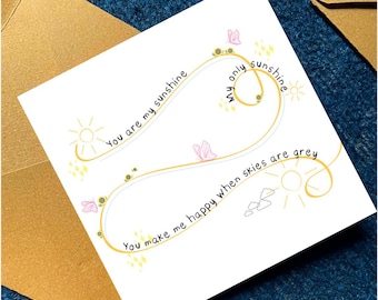 Tarjeta imprimible "Eres mi sol", romántica canción de amor para él y ella, bonita tarjeta de aniversario, descarga instantánea en PDF.