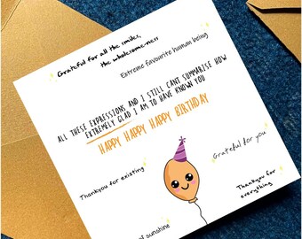 Printable Sentimental Birthday Card Thank You for Existing Cute Happy Birthday Card for Best Friend Partner Instant Download PDF