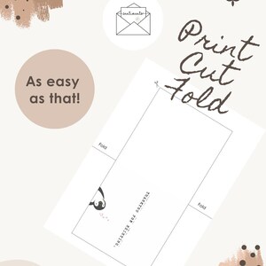 May include: A printable card template featuring a penguin illustration and the text "THANKYOU FOR EXISTING." The layout includes dashed lines for cutting and solid lines for folding, with the instructional text "Print Cut Fold" and "As easy as that!" visible.