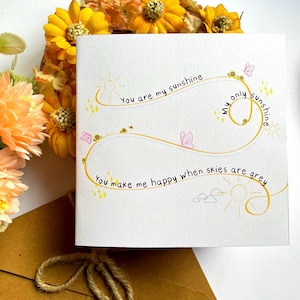 Printable You Are My Sunshine Card, Romantic Love Song Card for Him Her, Cute Anniversary Birthday Card, Instant Download PDF image 2