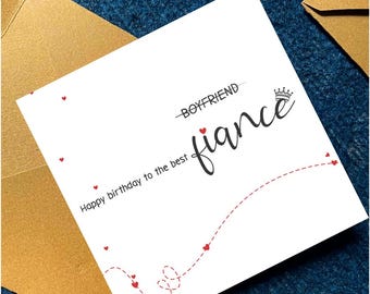 Tarjeta de cumpleaños imprimible para novio prometido de novia Feliz cumpleaños romántico para el mejor prometido Tarjeta de amor Descarga instantánea PDF