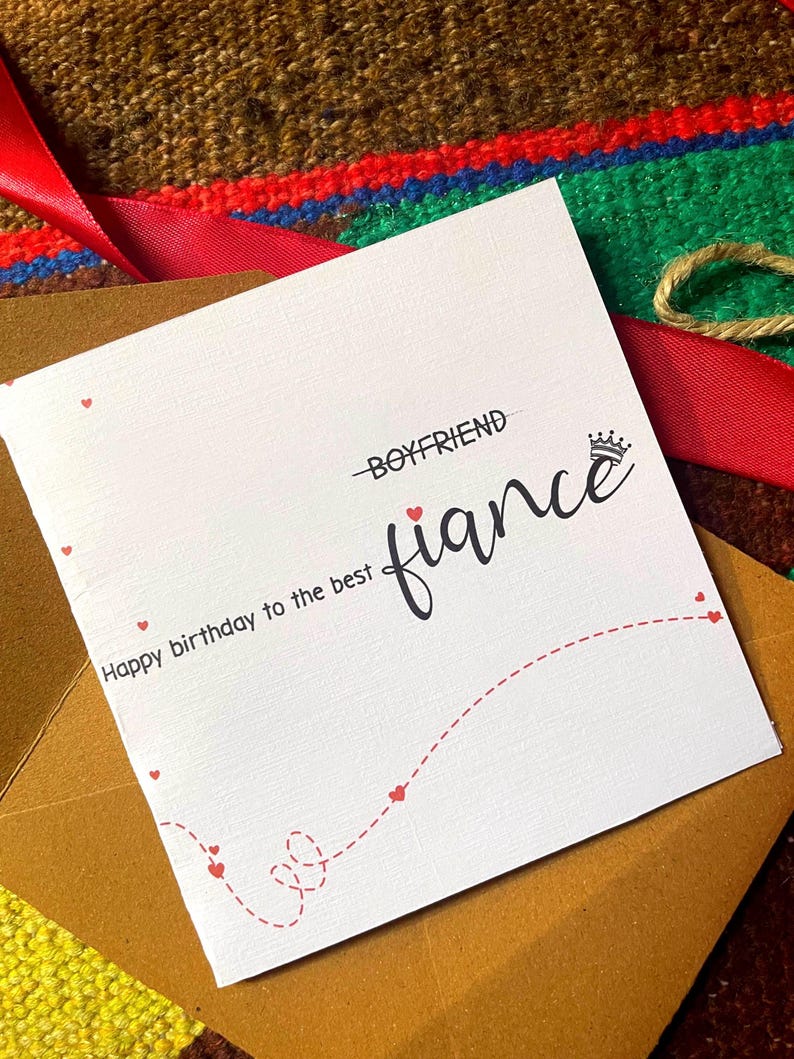 Tarjeta de cumpleaños imprimible para novio prometido de novia Feliz cumpleaños romántico para el mejor prometido Tarjeta de amor Descarga instantánea PDF imagen 2