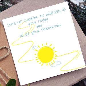 Sunshine Encouragement Card, Lots of Sunshine To Brighten Up Your Today, Mental Health Support Get Well Soon Thinking of You, Printable card image 1