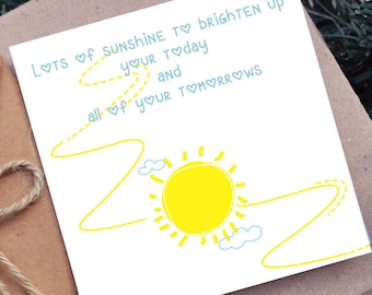 Sunshine Encouragement Card, Lots of Sunshine To Brighten Up Your Today, Mental Health Support Get Well Soon Thinking of You, Printable card