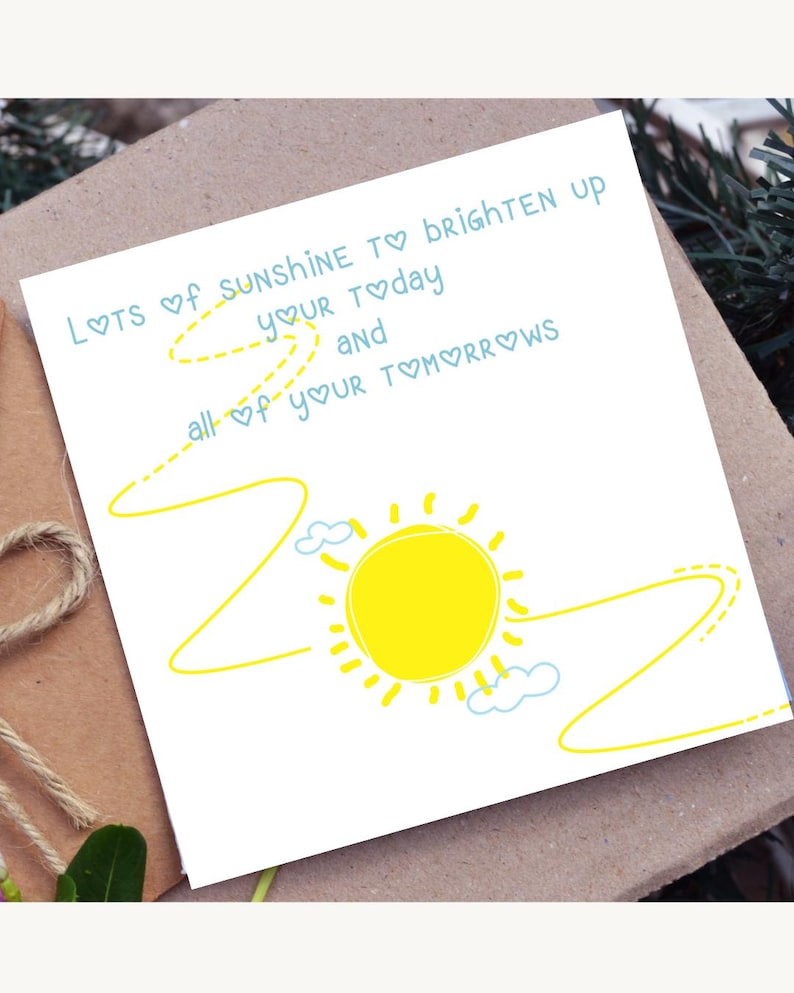 Sunshine Encouragement Card, Lots of Sunshine To Brighten Up Your Today, Mental Health Support Get Well Soon Thinking of You, Printable card image 1