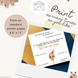 Printable Sentimental Birthday Card Thank You for Existing Cute Happy Birthday Card for Best Friend Partner Instant Download PDF image 2