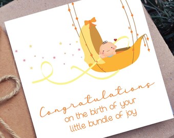 Tarjeta imprimible para bebé recién nacido, tarjeta de felicitación para bebé de género neutro, tarjeta para baby shower, descarga instantánea