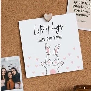Lots of Hugs Card, Cute Bunny Thinking of You Card, Send a Hug Greeting Card, Sympathy Card, Just Because Card for Friend, Long Distance Hug image 2