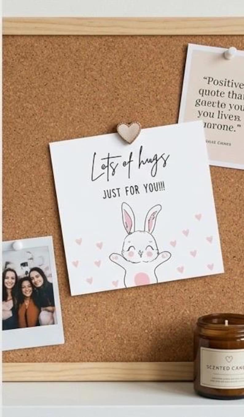 Lots of Hugs Card, Cute Bunny Thinking of You Card, Send a Hug Greeting Card, Sympathy Card, Just Because Card for Friend, Long Distance Hug image 2