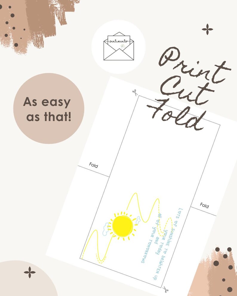 Sunshine Encouragement Card, Lots of Sunshine To Brighten Up Your Today, Mental Health Support Get Well Soon Thinking of You, Printable card image 3