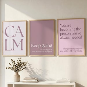 Lámina decorativa con afirmación femenina para imprimir / Póster minimalista con cita / Lámina motivacional "Sigue adelante" / Decoración de ambiente con estética suave
