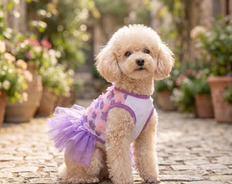Vestito tutù floreale per cagnolini, completo da principessa per cuccioli, abbigliamento per feste di compleanno.