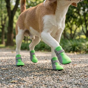 Waterproof Anti-Slip Dog Boots, Paw Protectors, Outdoor Hiking Shoes Green