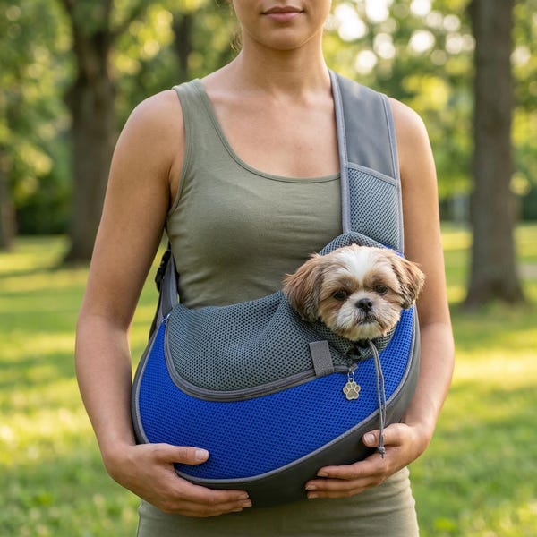 Breathable Pet Sling Carrier, Hands-Free Small Dog Cat Travel Bag