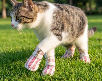 Zapatos ajustables para mascotas, botas transpirables para patas, calzado antideslizante para exteriores para perros y gatos.