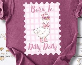 Kokette Gans PNG Rosa Bogen Ente Dilly Dally Design, Gingham Ästhetische niedliche adrette Grafik, transparenter PNG für Hemden-Aufkleber Sublimation
