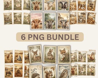 Cottagecore Bauernhof Tiere Stempel PNG 3D Download, Cottagecore Bauernhof Clipart (Digitaler Download)