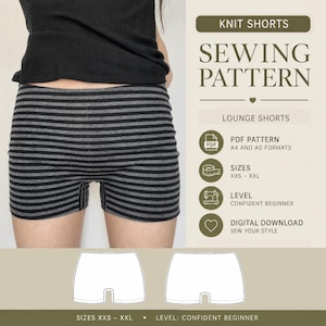 Low Rise Knit Shorts  PDF | Stretch Mini Shorts Pattern | Lounge Shorts Sewing Pattern XXS–XXL