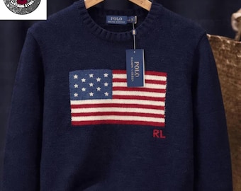 Polo Ralph Lauren USA Flag Shawl Knitted Cardigan Men's Large - Etsy