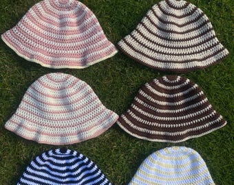 Adult Crochet Bucket Hat | Mixed Colours