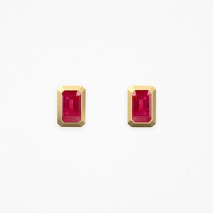 Ruby Bezel Stud Earrings