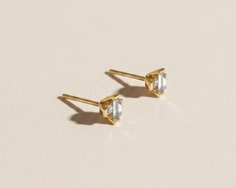 14K Gold Cross Baguette Earrings