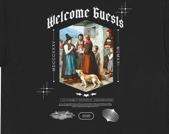 Dark Academia T-Shirt Gothic Art Tee, Neoclassic Aesthetic Clothes, Renaissance Painting Shirt, Alt Fashion Goth Top, Welcome Guests Graphic