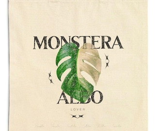 Monstera Leaf Illustration Tote Bag | Botanical Plant Canvas Tote
