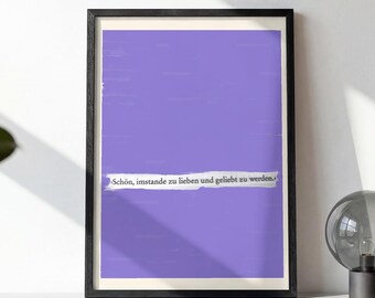 Blackout Poetry Poster “Love & Be Loved” – Digital Download, Purple Wall Art, Gift for Weddings, Anniversaries, Self-Love Quote