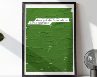 Sad Love Quote Poster | Digital Art Print Green | Gift for Breakups & Farewells | Modern Melancholy Wall Decor | Instant Download