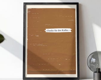 Digital Print Coffee Poster – Wall Decor Coffee House & Coffee Shop – Gift for Baristas and Coffee Lovers – Minimalist Design Brown