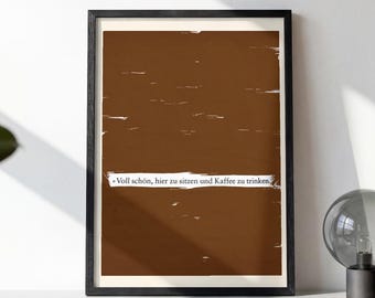 Digital Print Coffee Poster – Wall Decor Coffee House & Coffee Shop – Gift for Baristas and Coffee Lovers – Minimalist Design Brown