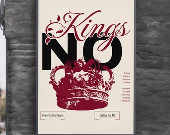 No Kings Digital Protest Sign| Fight Oligarchy Wall Art | Power to the People Printable | Social Justice Poster| Activism & Resistance Decor