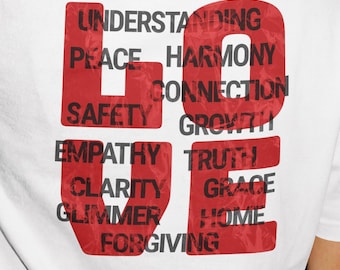 LOVE Typography Aesthetic T-Shirt - Gen Z Mental Health & Relationship Tee | Minimalist Oversized Streetwear | Friendship Self-Love Gift