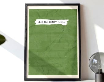 Let the Body Heal Digital Print, Mindfulness Wall Art, Mental Health Poster, Yoga Studio Decor, Green Minimalist Aesthetic, Instant Download