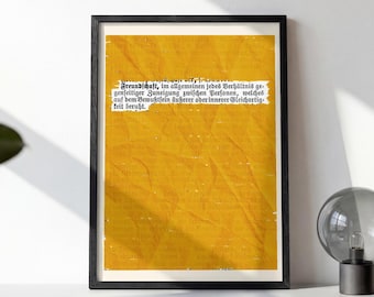 Friendship Definition Poster Yellow Vintage Print | Gift for Best Friend | Modern Gen Z Millennial Wall Decor | Digital Download
