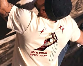 Full Crimp Rock Climbing T-Shirt - Bouldering Gift for Climbers, Gritty Graphic Tee, Lock Down Stick Tight Apparel, Funny Climbing Gym Shirt