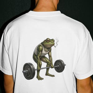 Frog Deadlift T-Shirt - Funny Gym Weigthlifting Pump Cover - Tattooed Frog Fitness Tee - Retro Bodybuilding Graphic Shirt