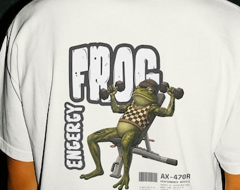 Gym Frog Graphic Tee – Lifting Toad Beanie Streetwear, Funny Workout Shirt, Aesthetic Fitness Gift for Gym Lovers, Oversized Graphic T-Shirt