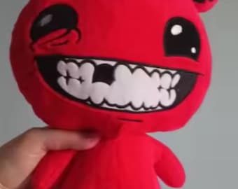 Rood lachend monster knuffel | Eigenzinnig geborduurde knuffelpop 30 cm