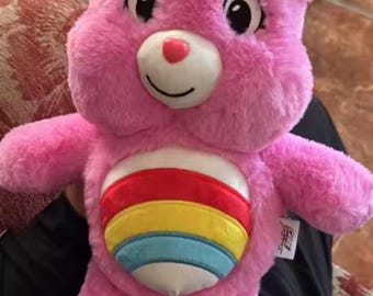 Roze regenboog knuffelbeer pluche – zachte knuffelige knuffel 22 cm