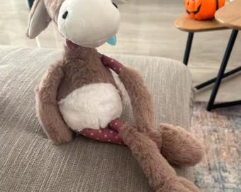 Ezelknuffel met lange benen | Zachte knuffel met slappe ledematen | Schattig boerderijdier cadeau voor kinderen en kinderkamerdecoratie 35 cm