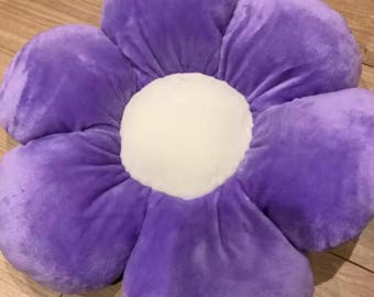 Pluche kussen paarse bloem – zacht madeliefje vloerkussen, kawaii kamerdecor, schattig sierkussen voor bed, kinderkamer en cadeau 30 cm
