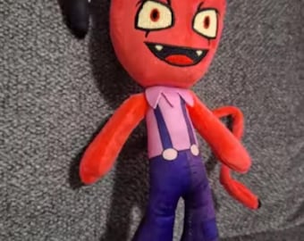 Handgemaakte rode duivel knuffel | Schattige demonenknuffel | Gotische pluche pop | Griezelig schattig horrorknuffel | Uniek handgemaakt cadeau: 30 CM