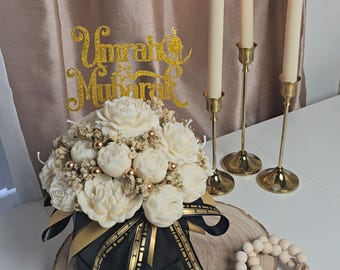 Scented Candle Flower Bouquet | Luxury Artisan Home Decor, Eid Mubarak Gift, Umrah Gift